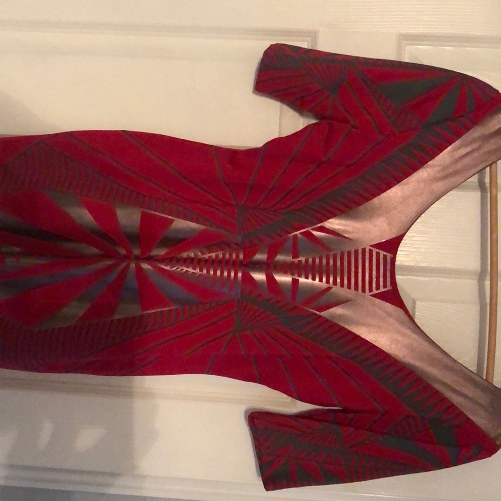 Bebe retro red and gold dress